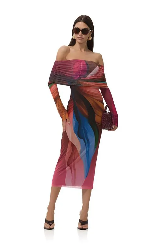 Cornelia Dress - Earthen Leaf Lotus sold by AFRM