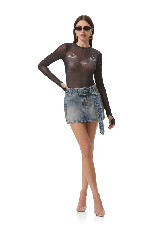 Kaylee Dew Drop Top - Black Cat sold by AFRM