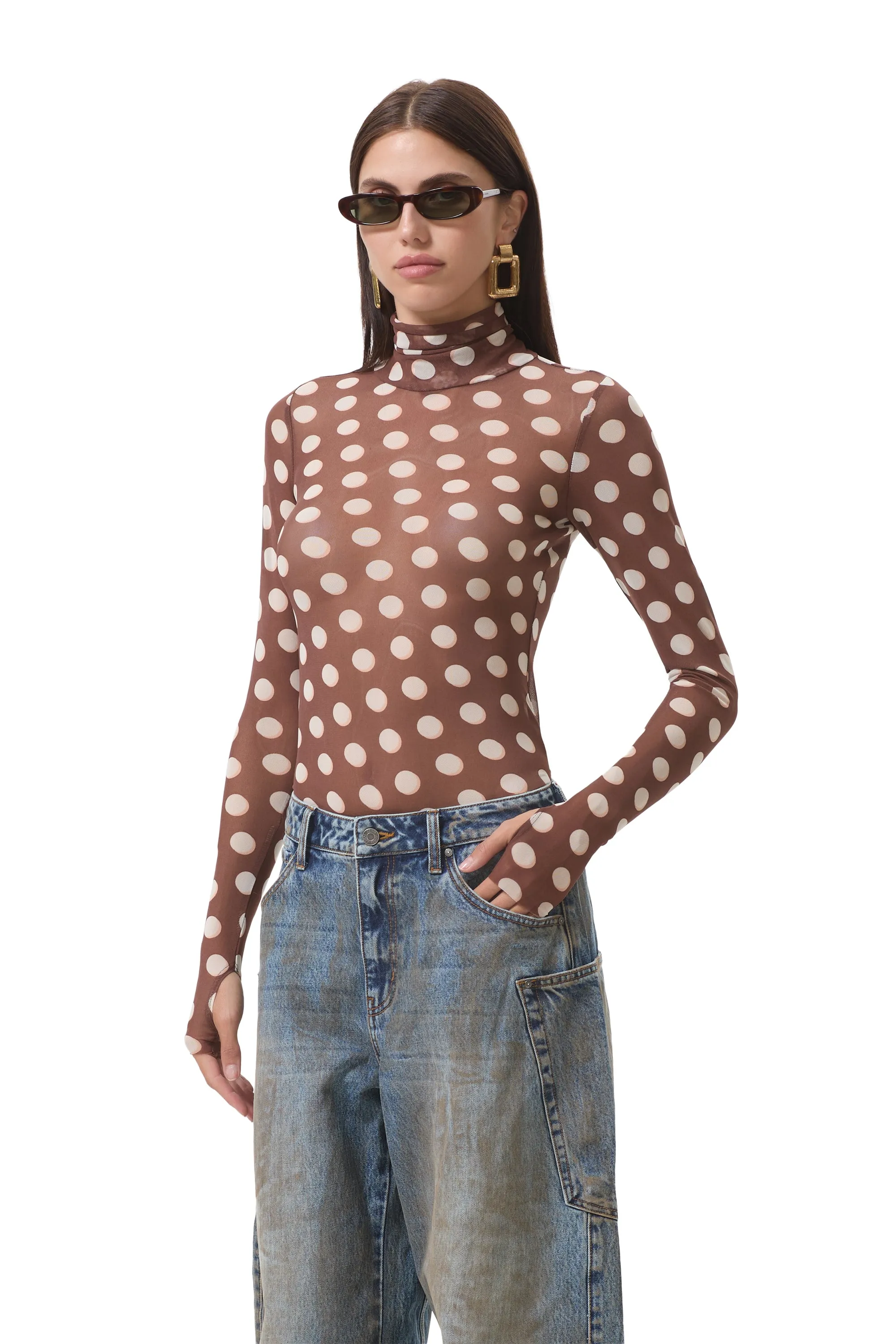 Zadie Top - Chocolate Halo Dot sold by AFRM product image thumbnail 3