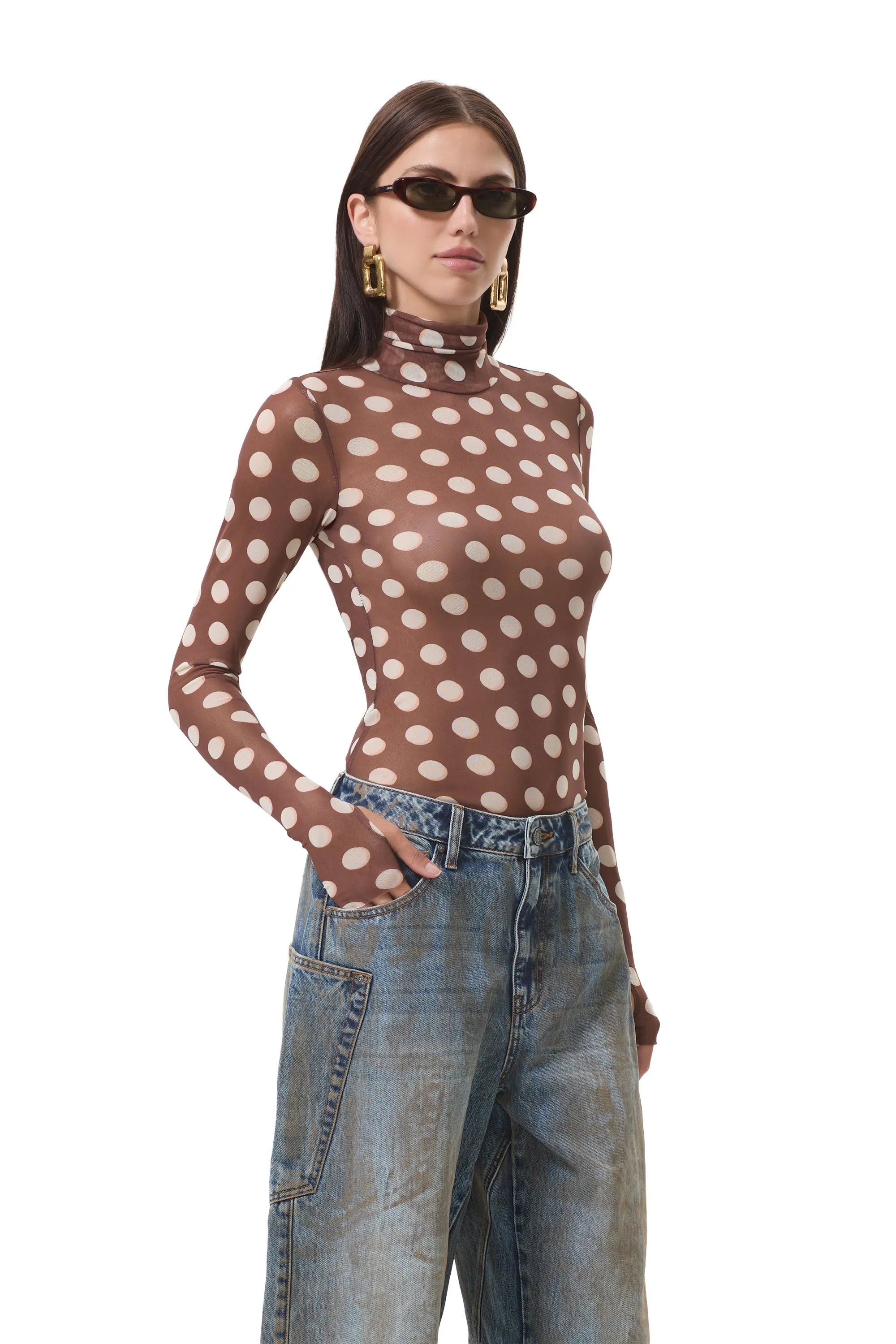 Zadie Top - Chocolate Halo Dot sold by AFRM product image thumbnail 2