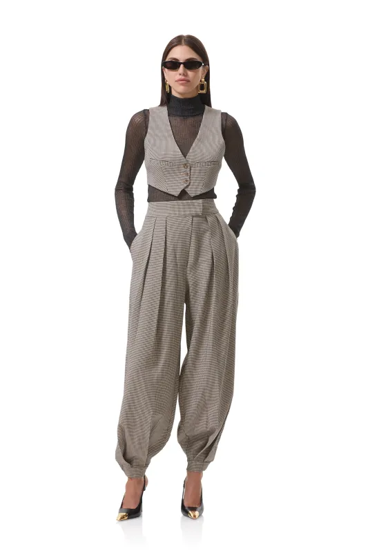 Daryl Crop Vest - Grey Houndstooth sold by AFRM