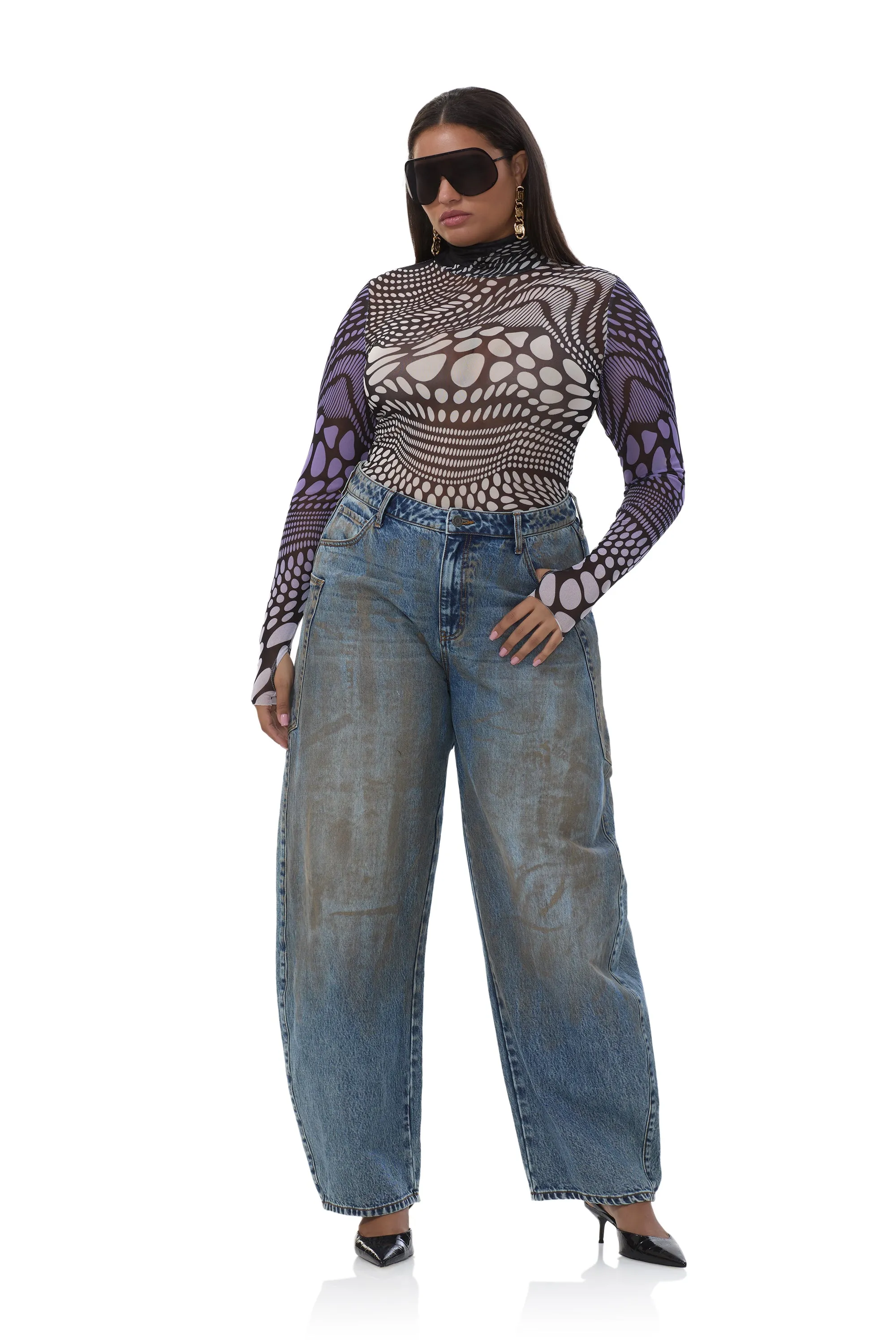 Zadie Top - Violet Swirl Dots sold by AFRM product image thumbnail 2