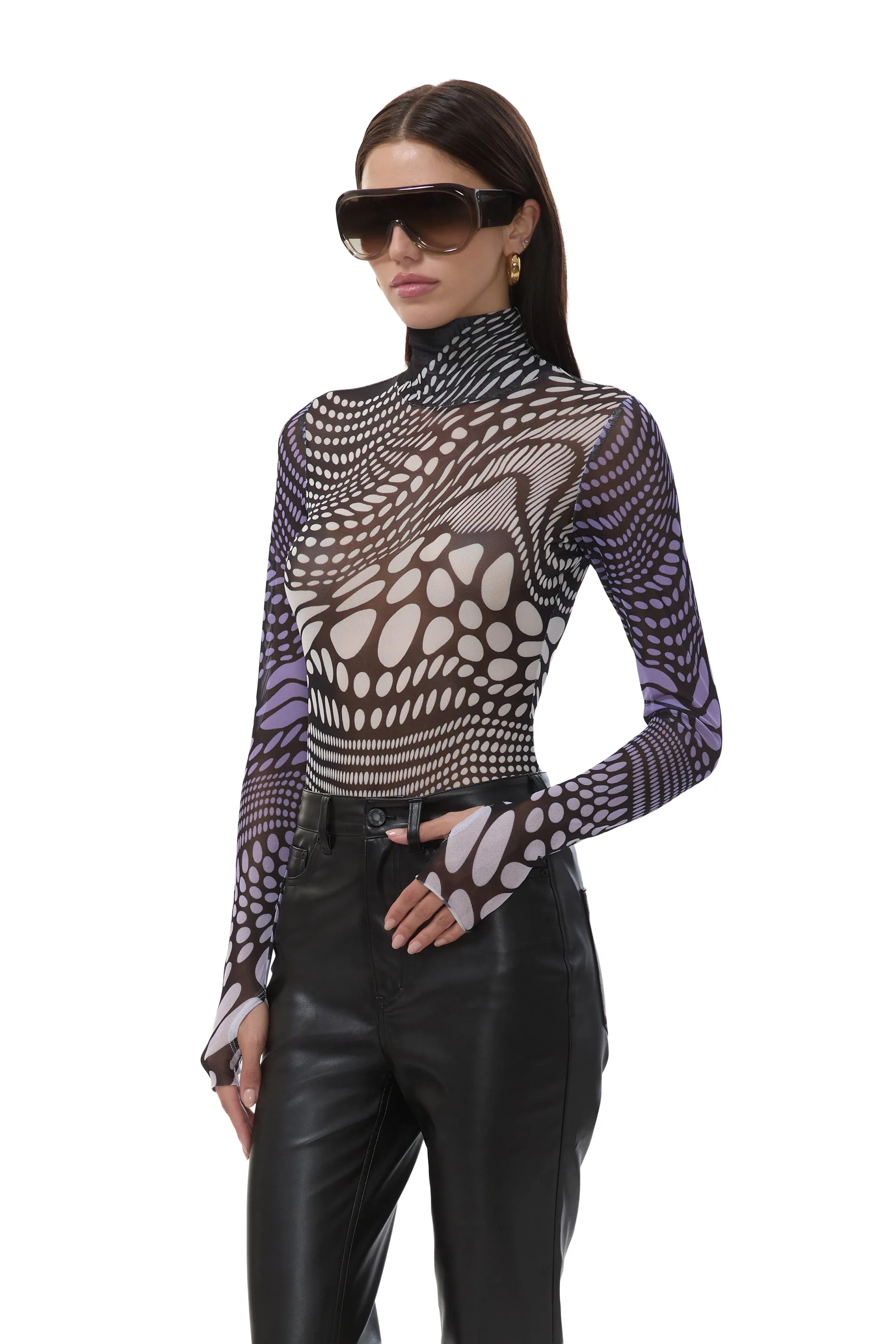 Zadie Top - Violet Swirl Dots sold by AFRM product image thumbnail 3