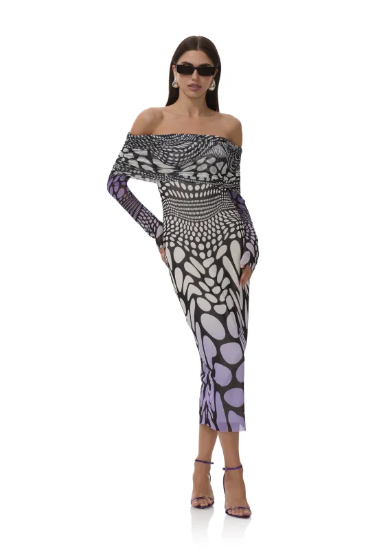 Cornelia Dress - Violet Swirl Dots sold by AFRM