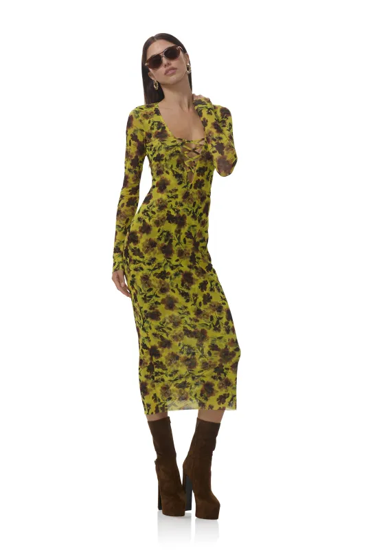 Cambria Dress - Citron Haze Floral made by AFRM