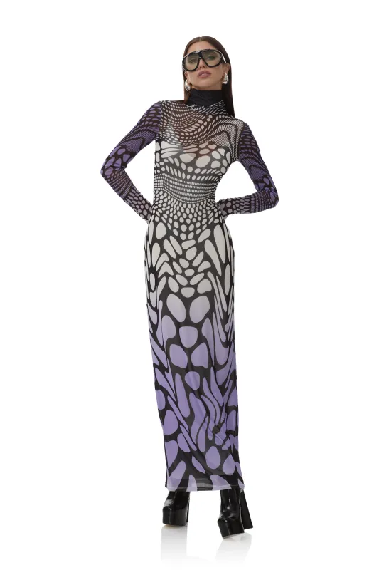 Billie Dress - Violet Swirl Dots sold by AFRM