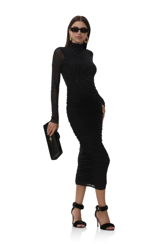Cruz Rhinestone Dress - Noir sold by AFRM