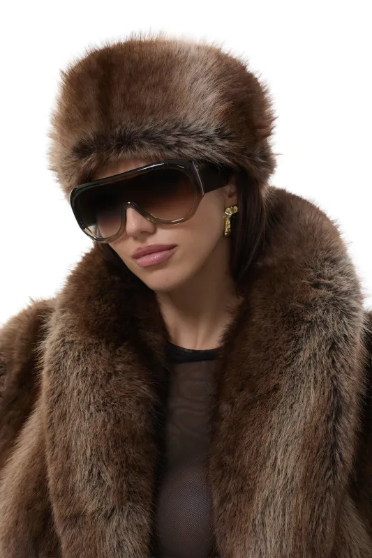 AFRM Fur Hat - Stripe Taupe sold by AFRM