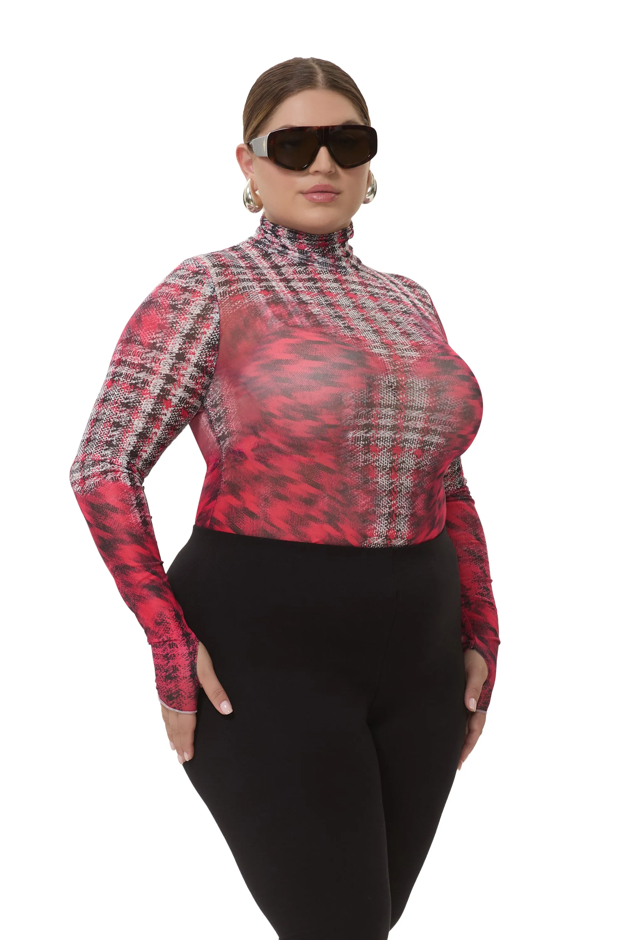 Zadie Top - Ruby Houndstooth sold by AFRM product image thumbnail 4