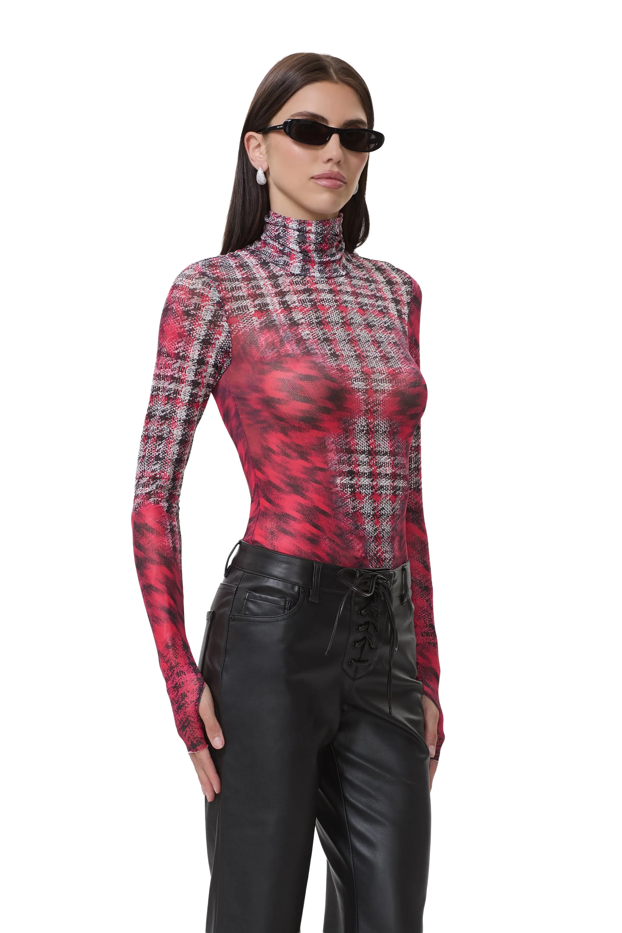 Zadie Top - Ruby Houndstooth sold by AFRM product image thumbnail 3