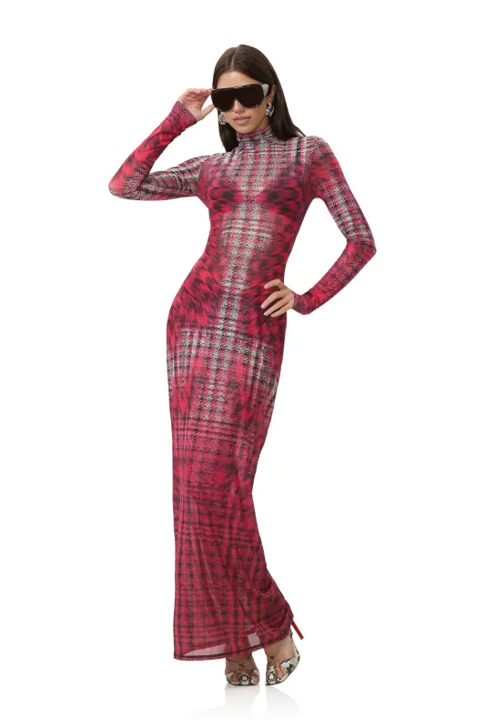 Billie Dress - Ruby Houndstooth sold by AFRM