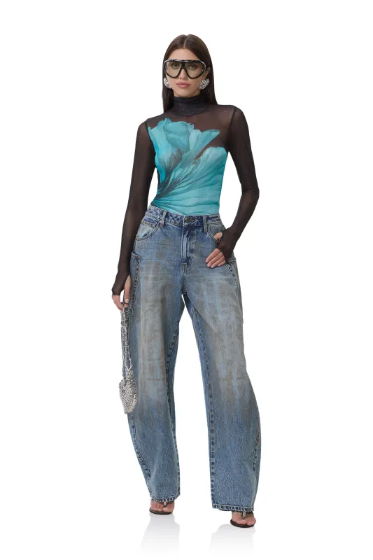 Zadie Top - Teal Flower sold by AFRM