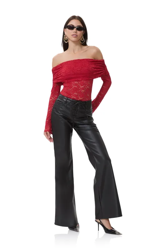 Lennox Lace Bodysuit - Poppy Red sold by AFRM