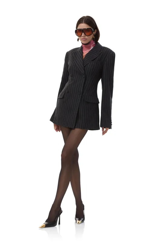 Jemima Blazer - Dark Grey Stripe made by AFRM
