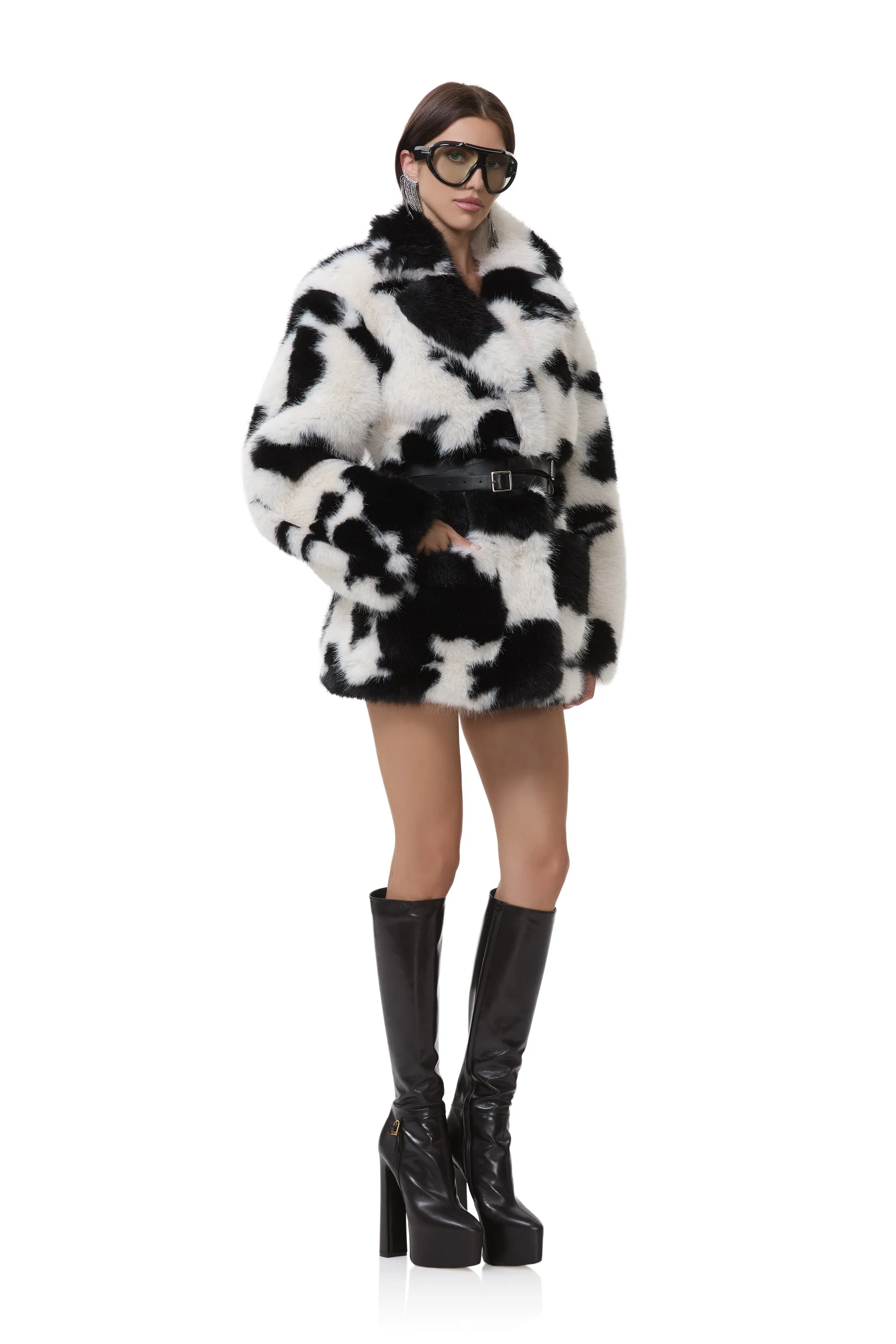 Livingston Fur Jacket - Cattle Print Fur sold by AFRM product image thumbnail 2