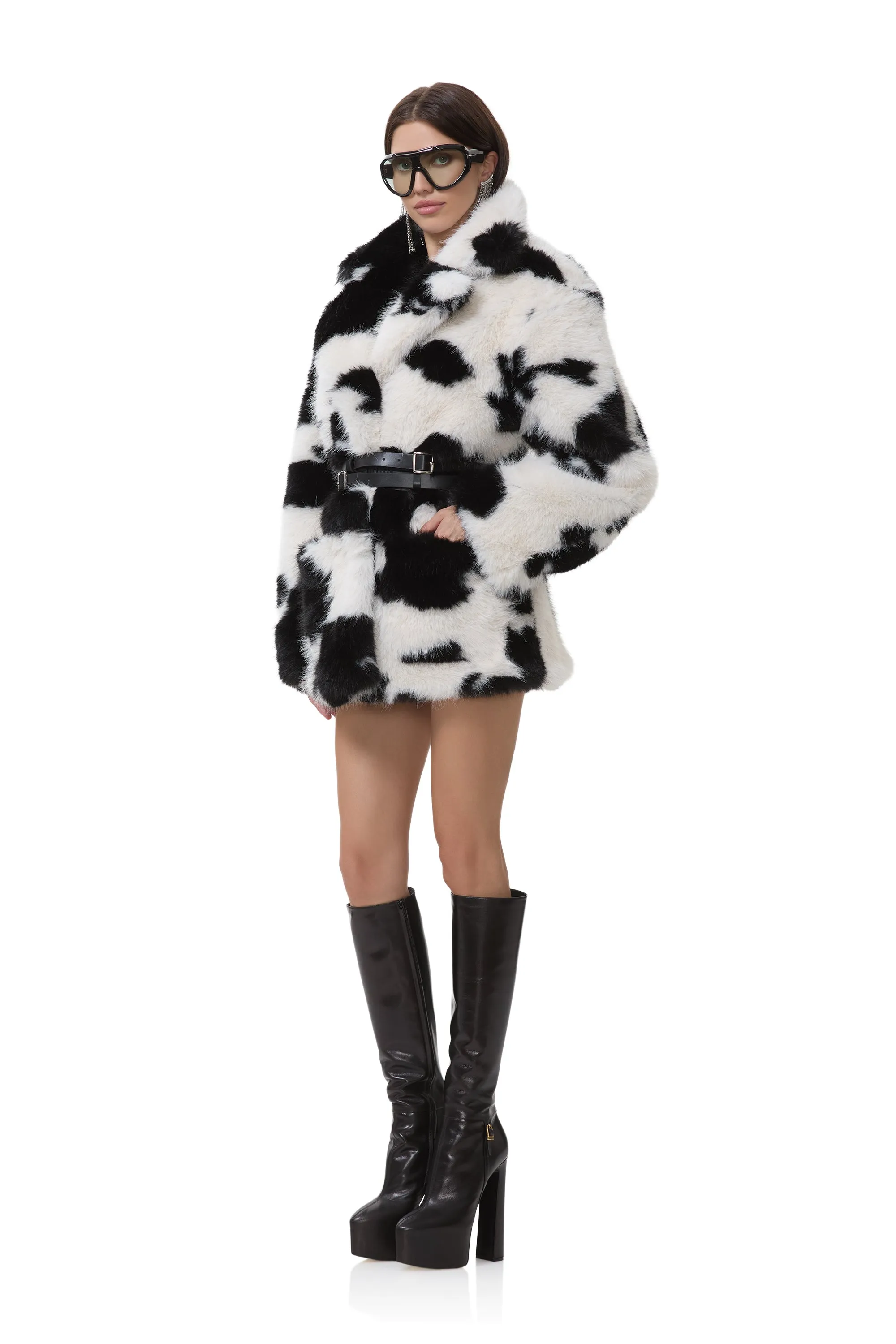 Livingston Fur Jacket - Cattle Print Fur sold by AFRM product image thumbnail 3