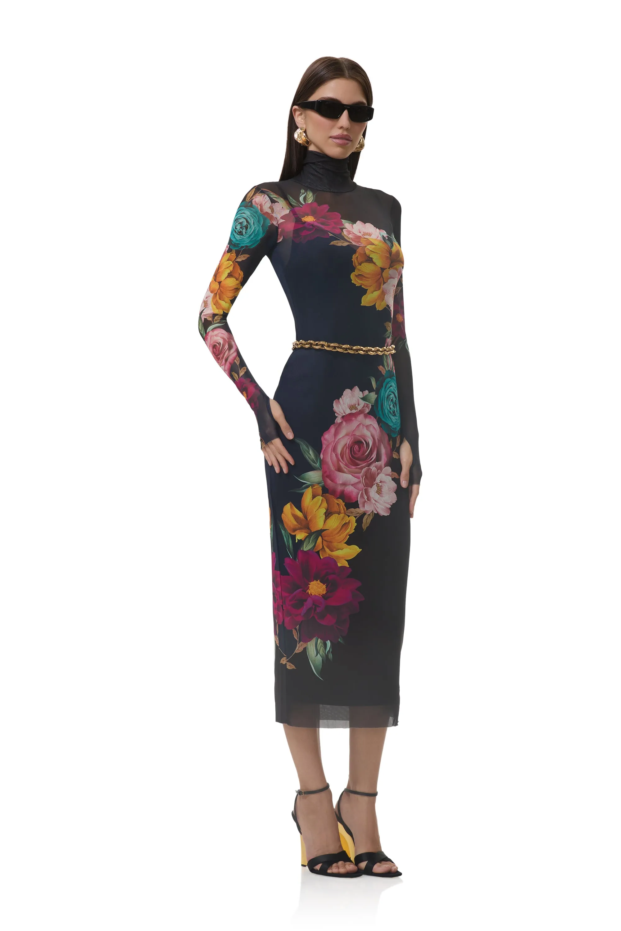 Shailene Dress - Navy Block Floral sold by AFRM product image thumbnail 2