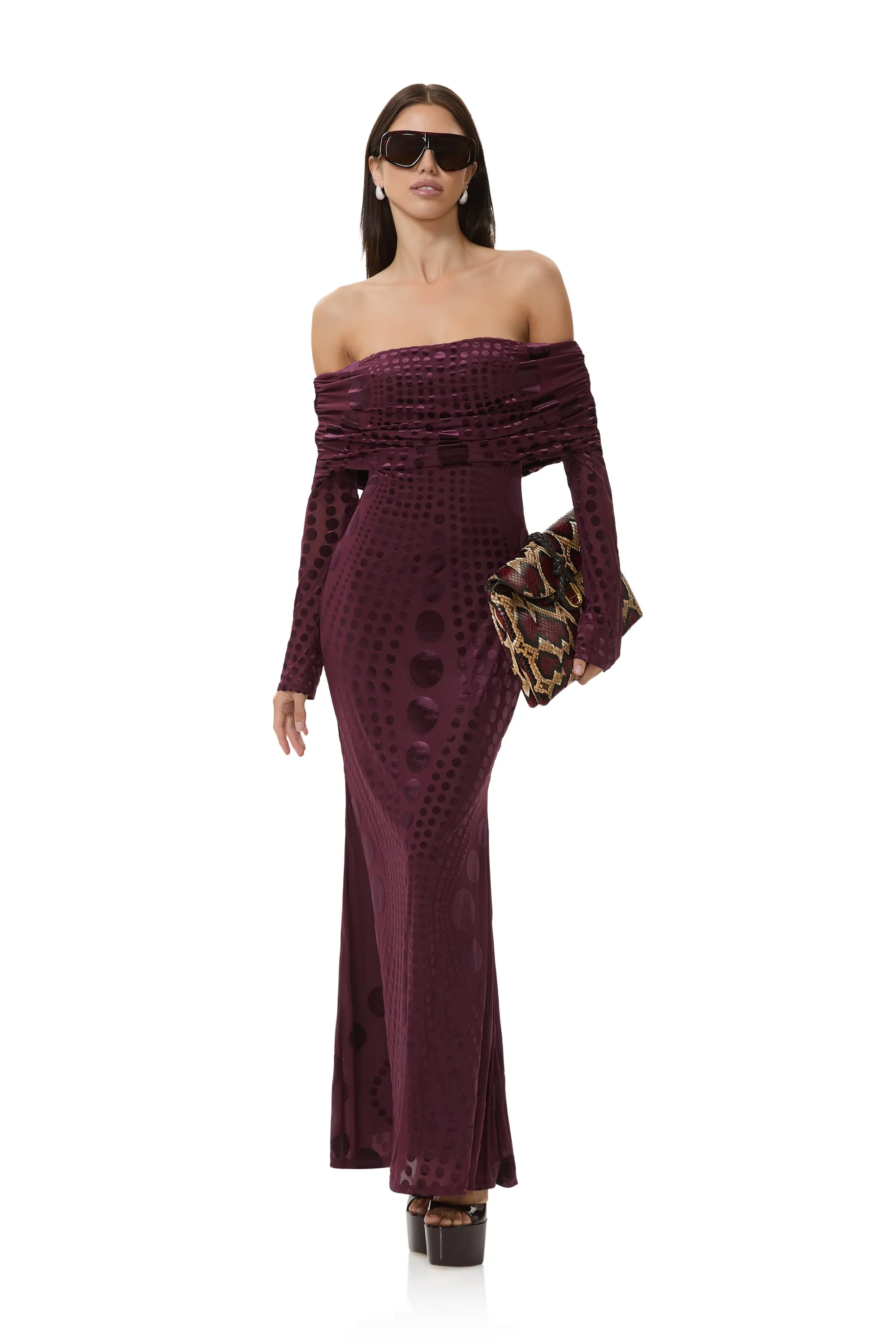 Thelma Velvet Dress - Cab Tonal Dot sold by AFRM