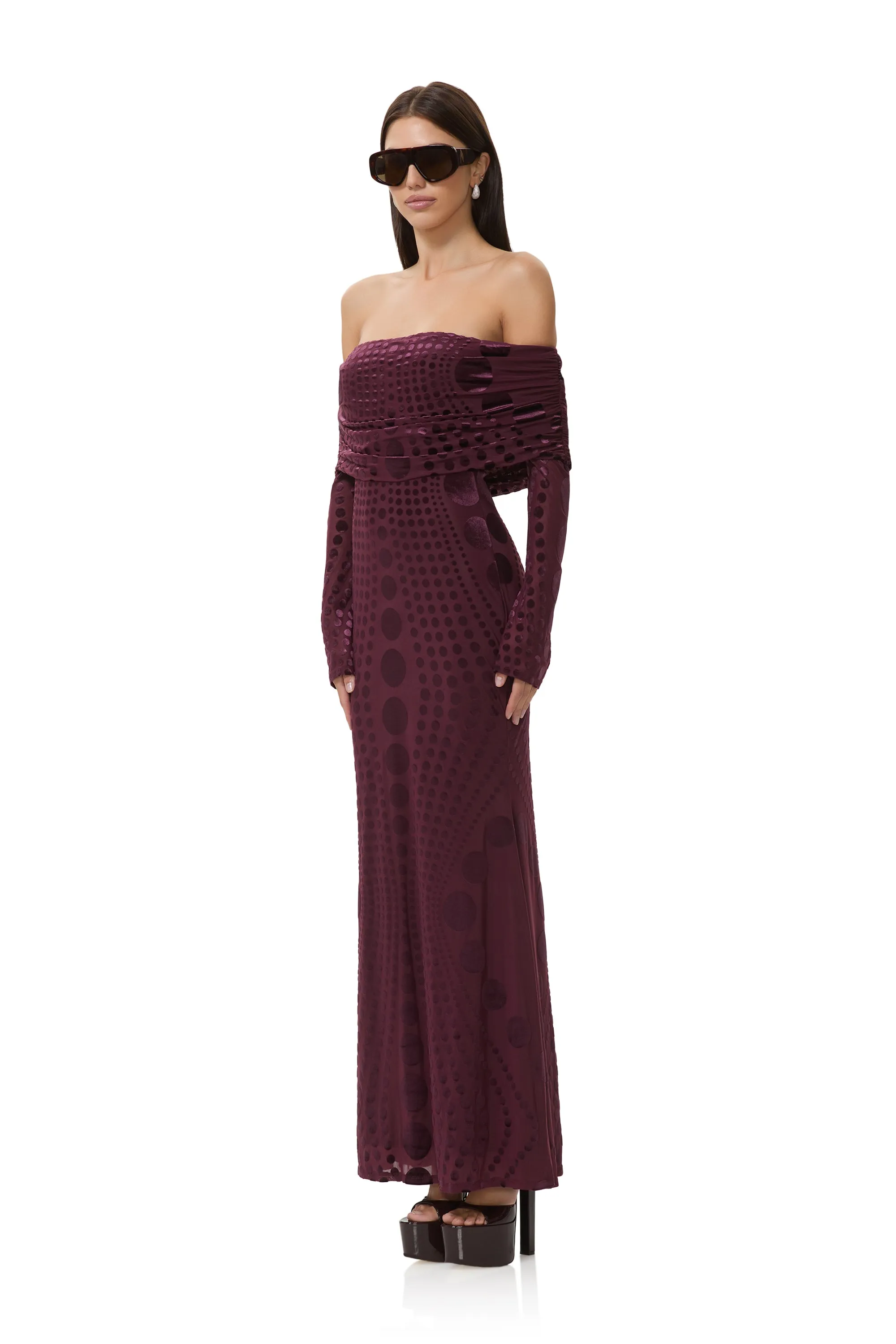 Thelma Velvet Dress - Cab Tonal Dot sold by AFRM product image thumbnail 5