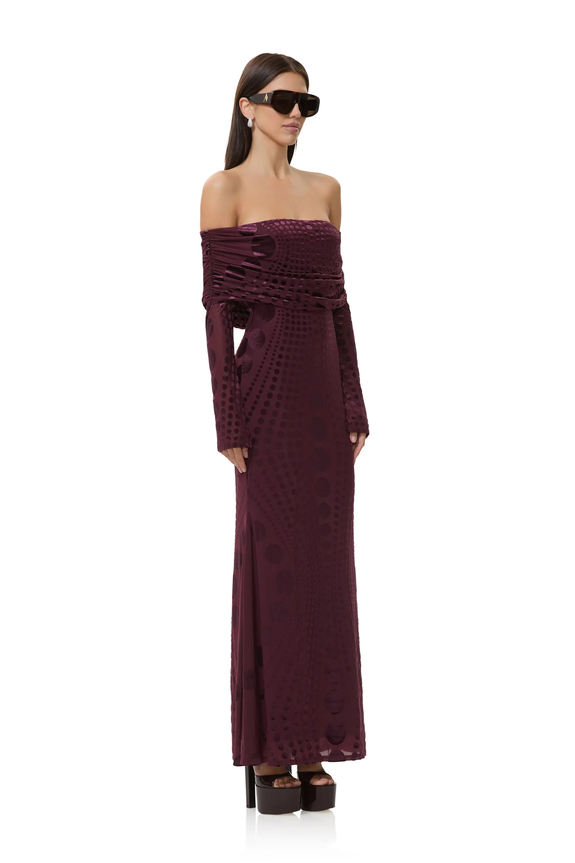 Thelma Velvet Dress - Cab Tonal Dot sold by AFRM product image thumbnail 3