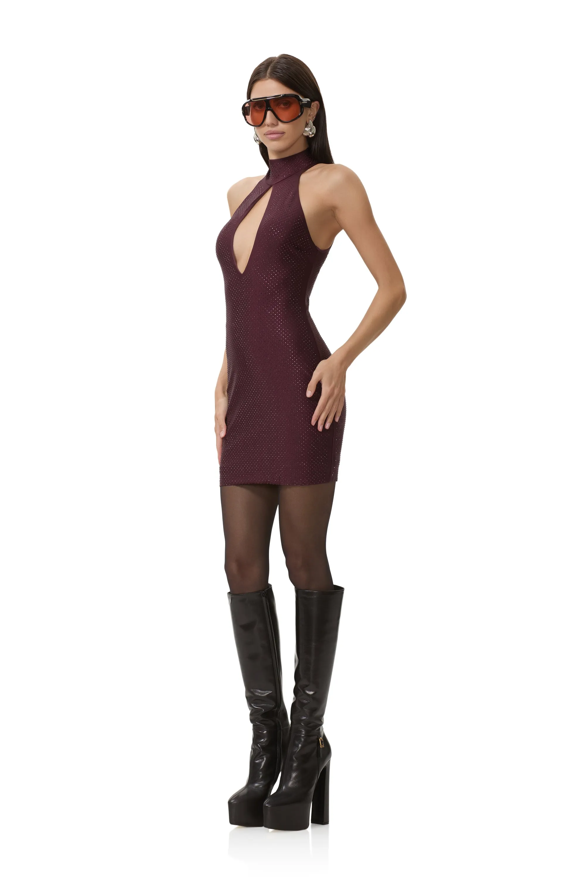 Shoda Studded Jersey Dress - Vineyard sold by AFRM product image thumbnail 2