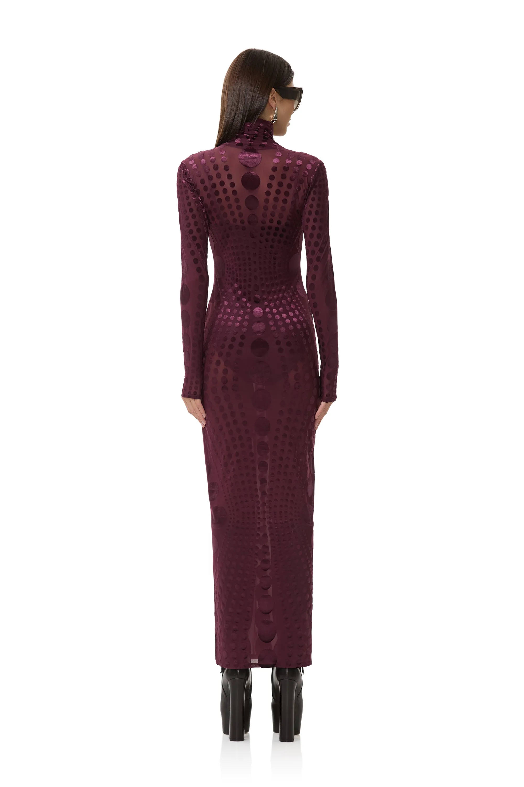 Rowan Velvet Dress - Cab Tonal Dot sold by AFRM product image thumbnail 4