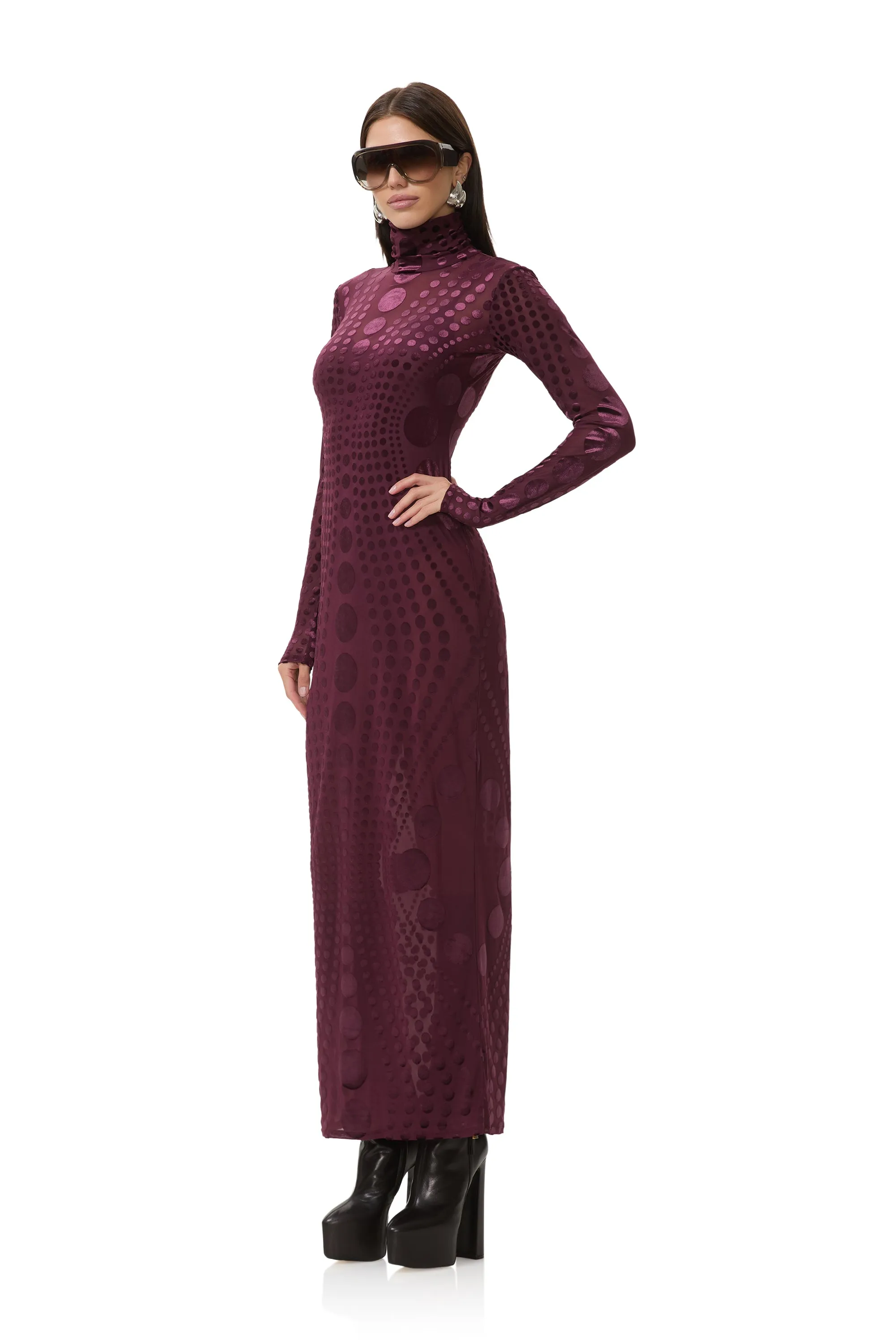 Rowan Velvet Dress - Cab Tonal Dot sold by AFRM product image thumbnail 2
