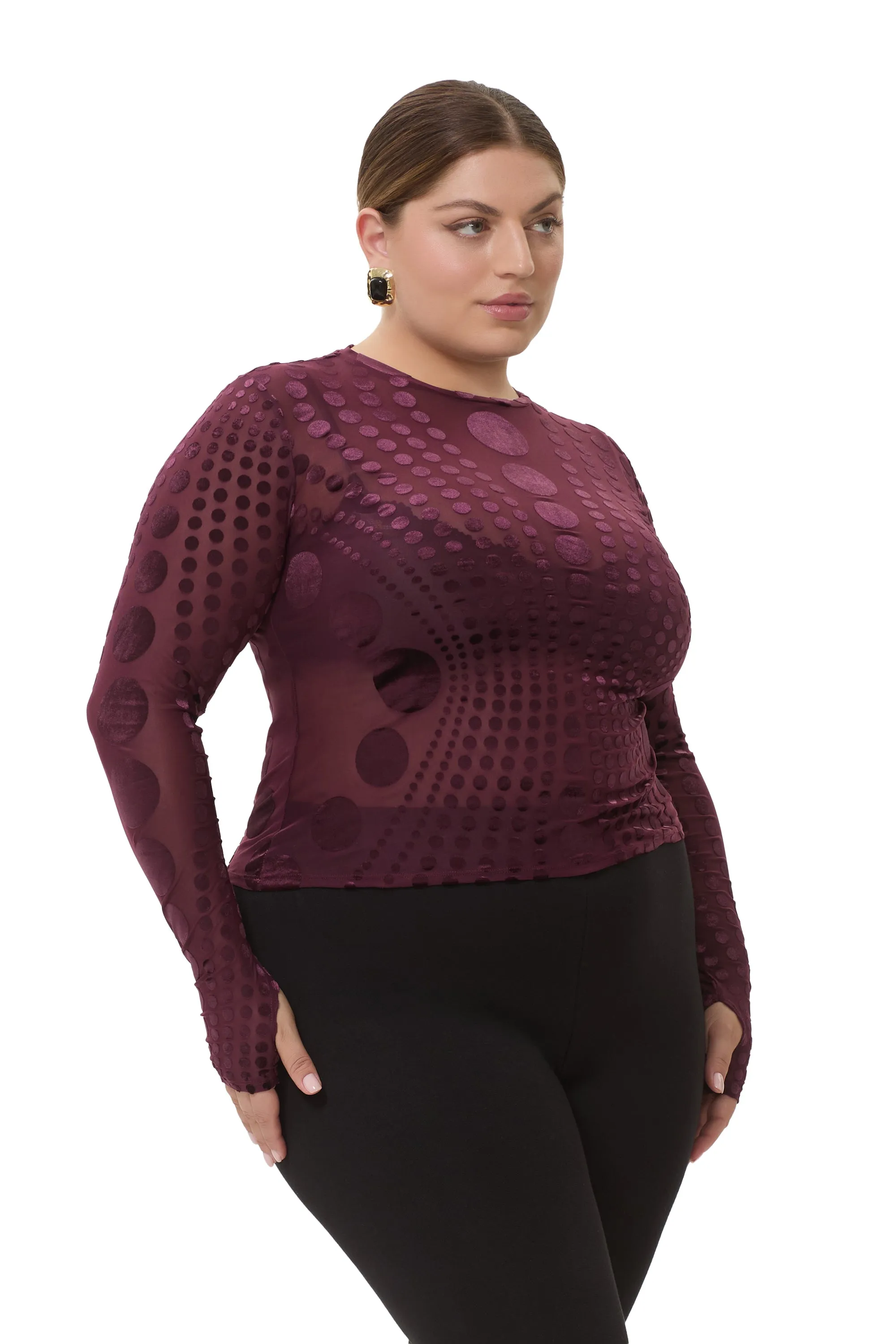 Kaylee Velvet Top - Cab Tonal Dot sold by AFRM product image thumbnail 4
