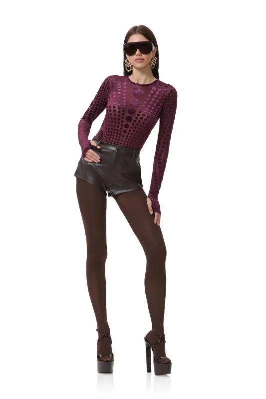 Kaylee Velvet Top - Cab Tonal Dot sold by AFRM