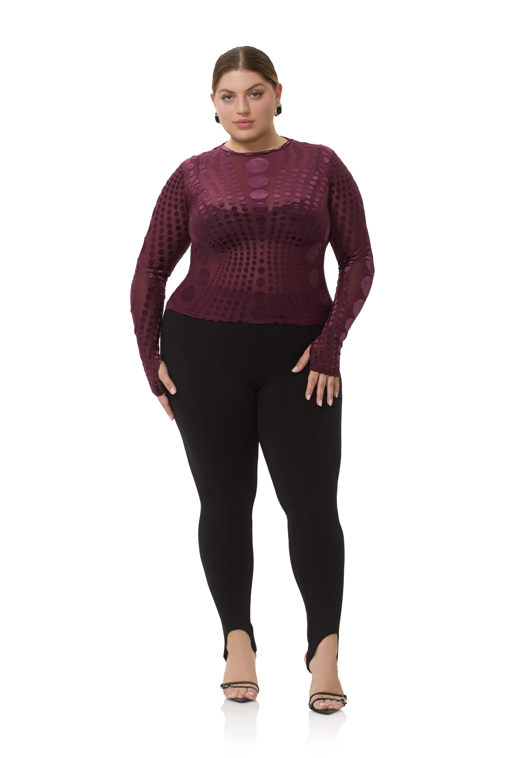 Kaylee Velvet Top - Cab Tonal Dot sold by AFRM product image thumbnail 2