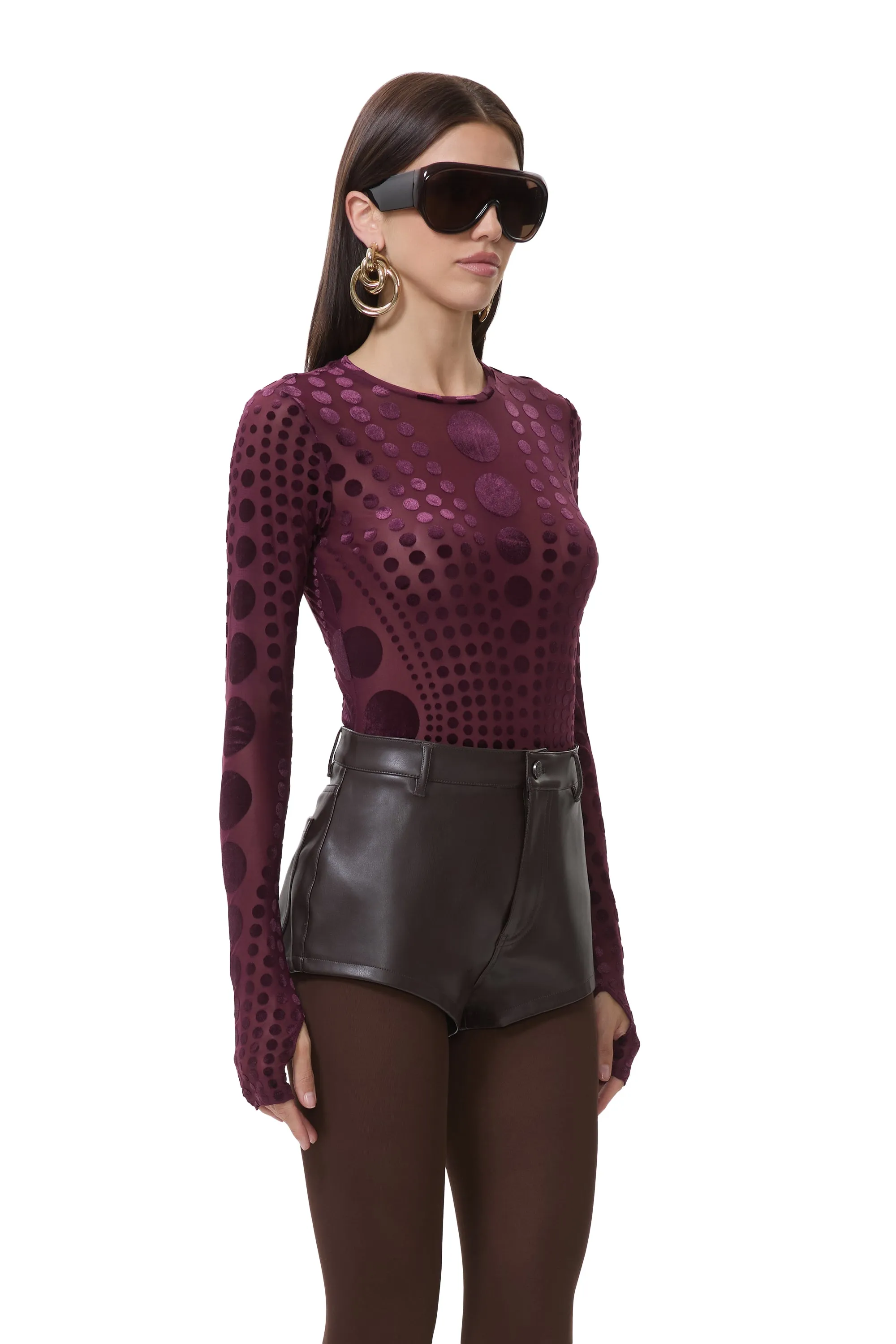 Kaylee Velvet Top - Cab Tonal Dot sold by AFRM product image thumbnail 3