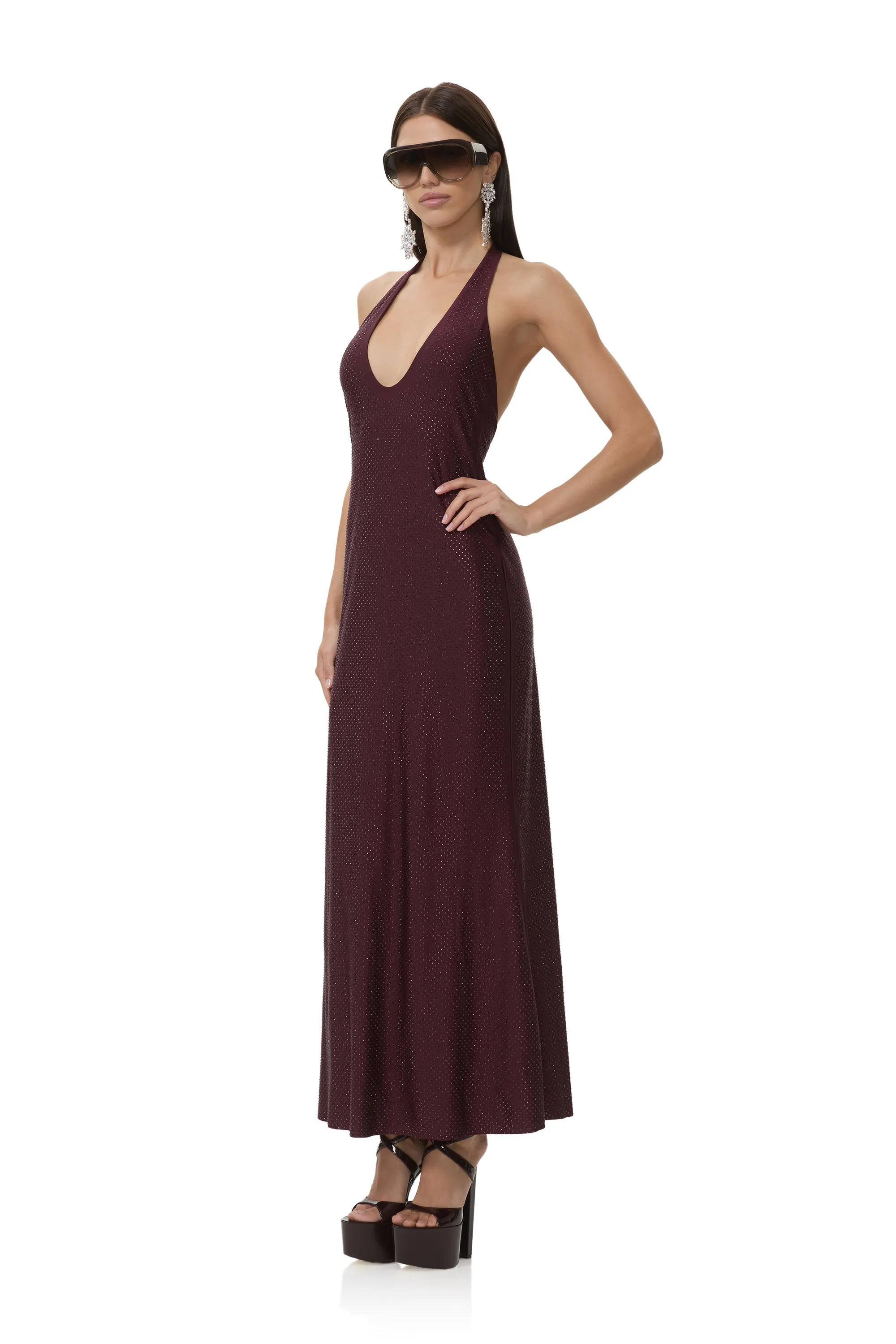 Danika Studded Jersey Dress - Vineyard sold by AFRM product image thumbnail 2