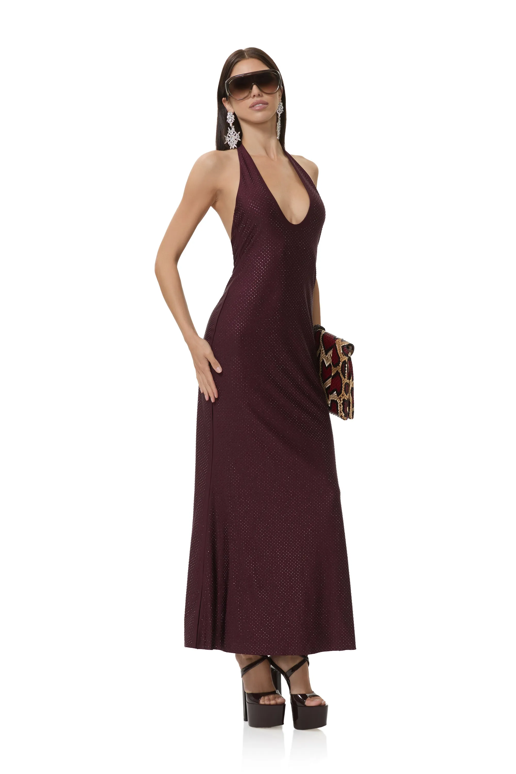 Danika Studded Jersey Dress - Vineyard sold by AFRM