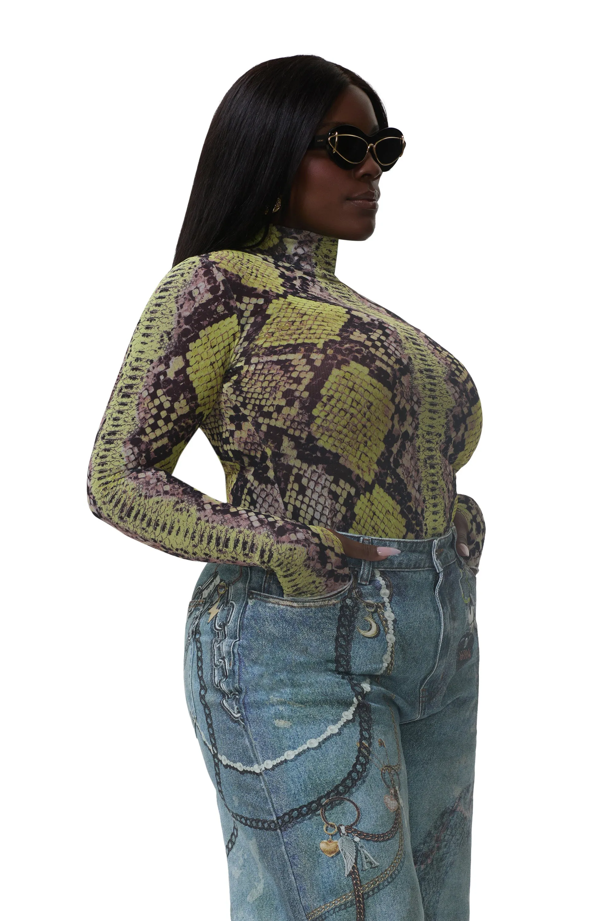 Zadie Top - Lime Snake sold by AFRM product image thumbnail 4