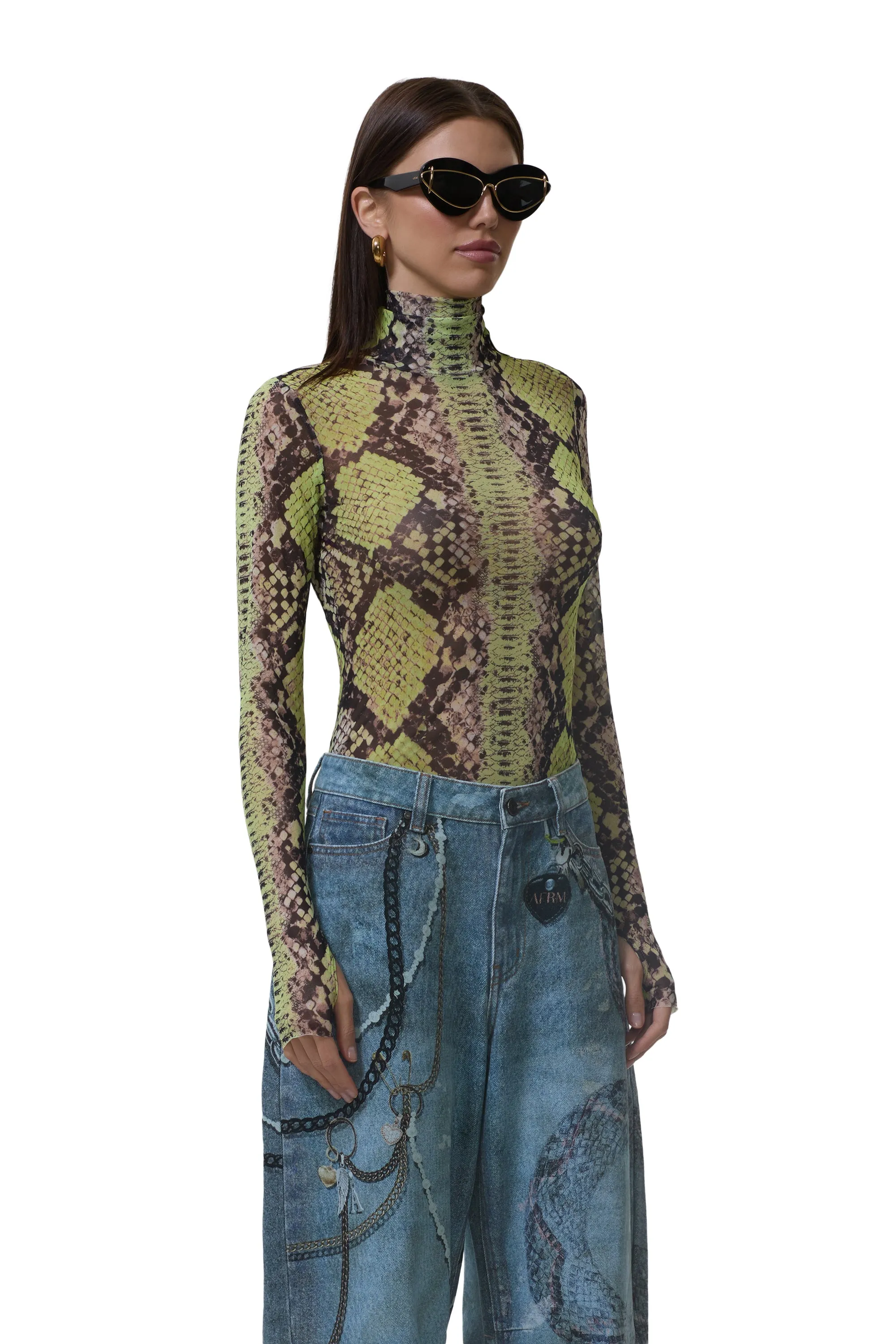Zadie Top - Lime Snake sold by AFRM product image thumbnail 3