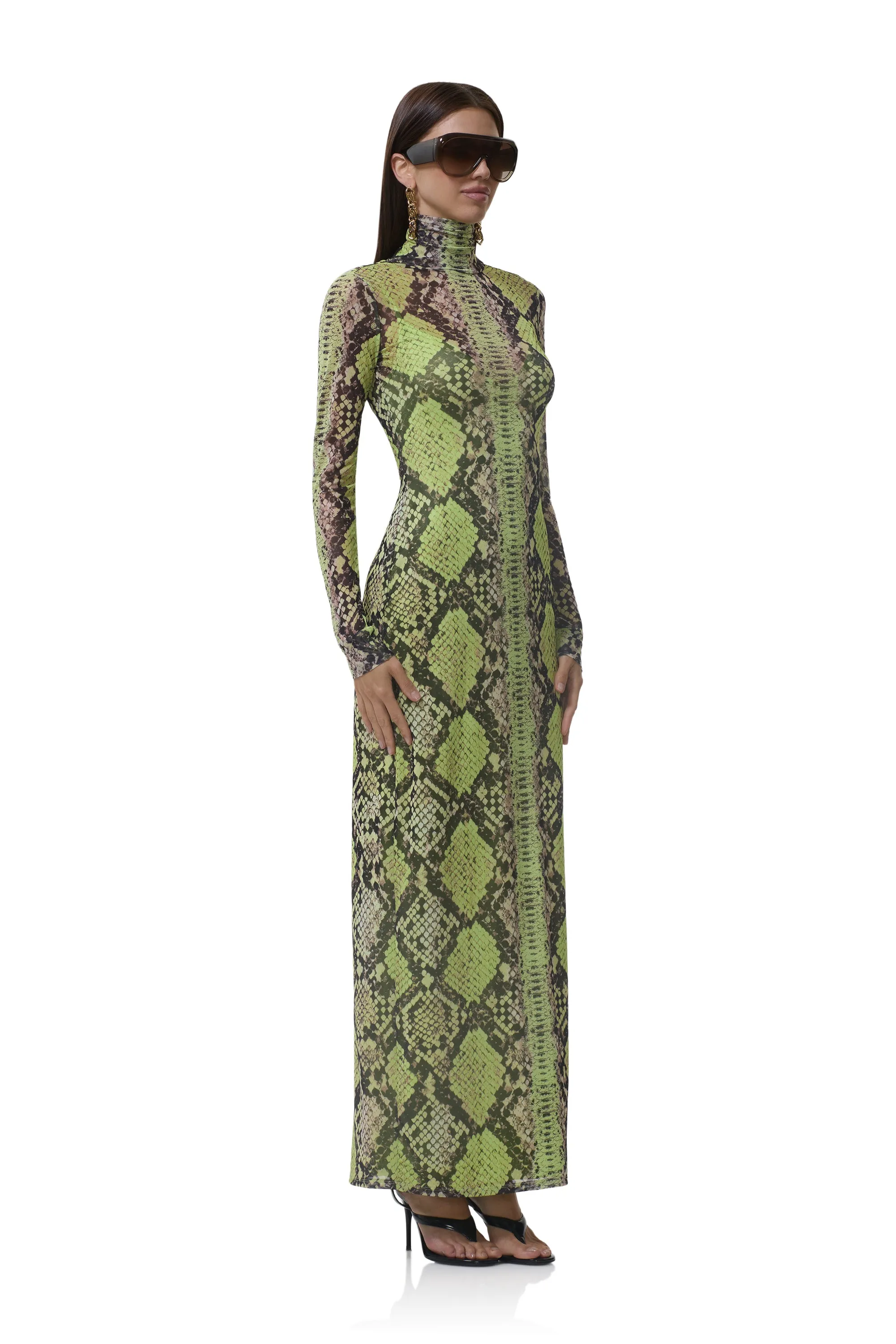 Billie Dress - Lime Snake sold by AFRM product image thumbnail 3