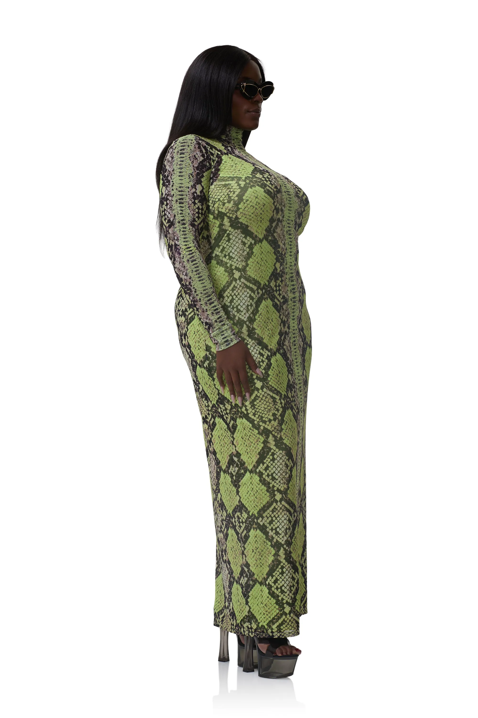 Billie Dress - Lime Snake sold by AFRM product image thumbnail 4