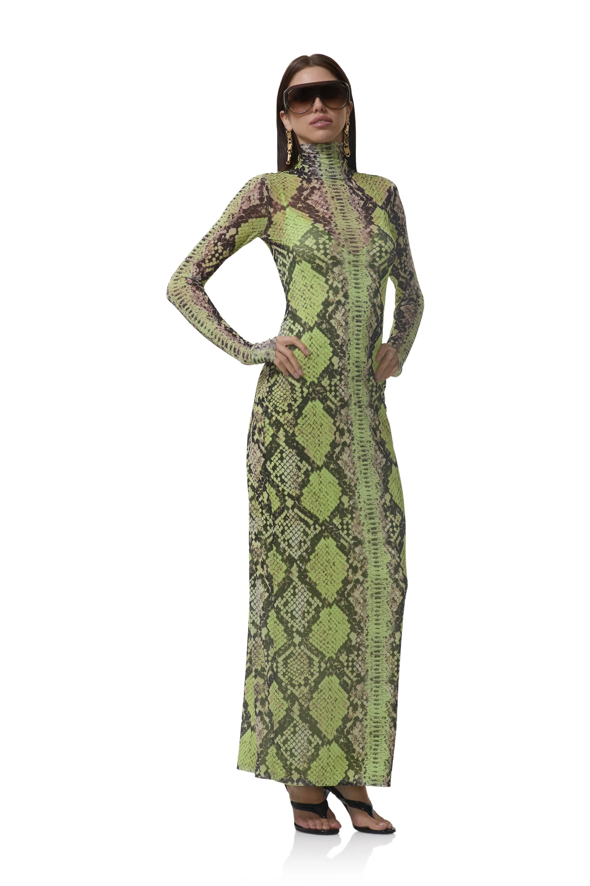 Billie Dress - Lime Snake sold by AFRM