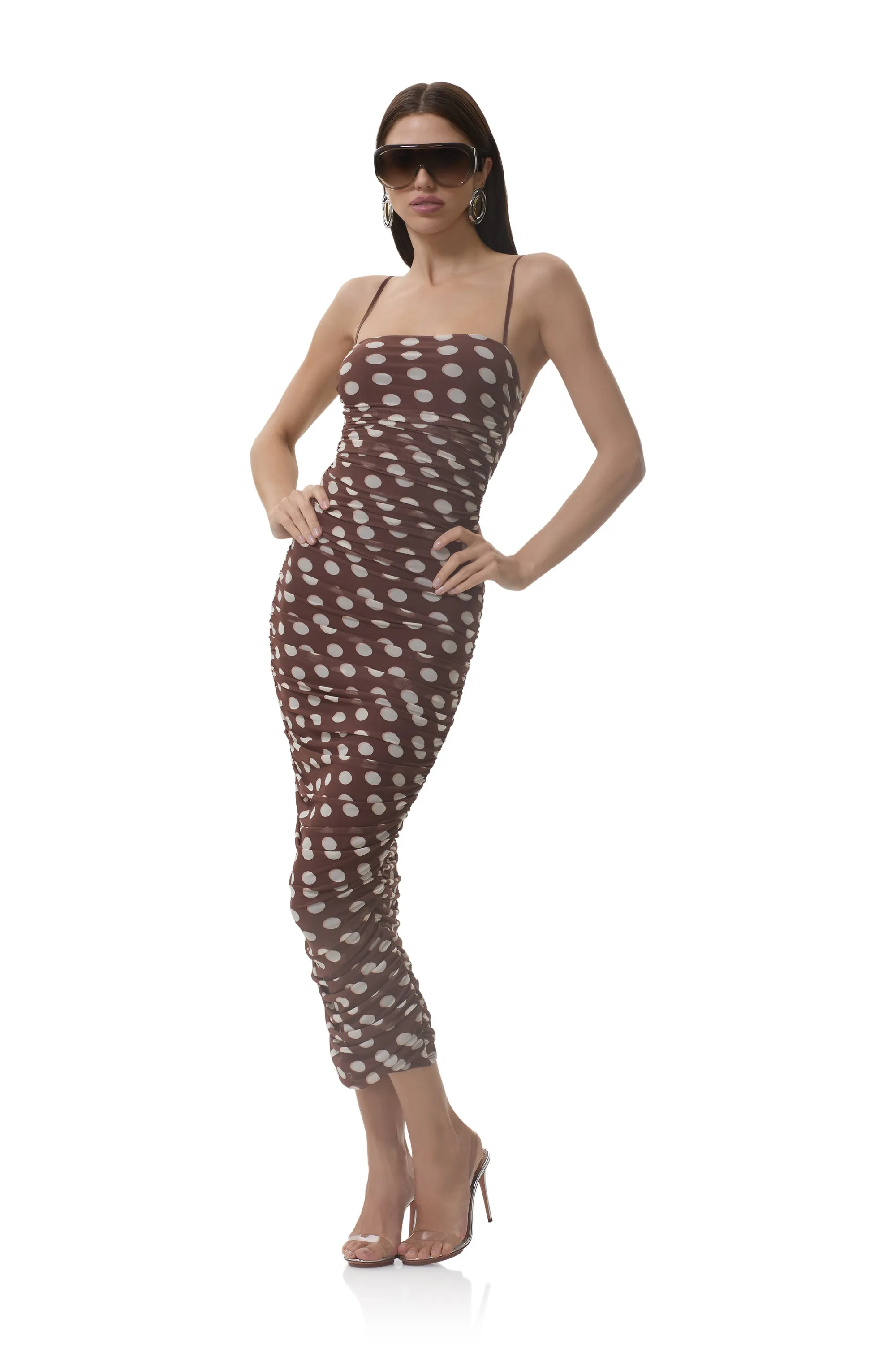 Hazel Dress - Chocolate Halo Dot sold by AFRM