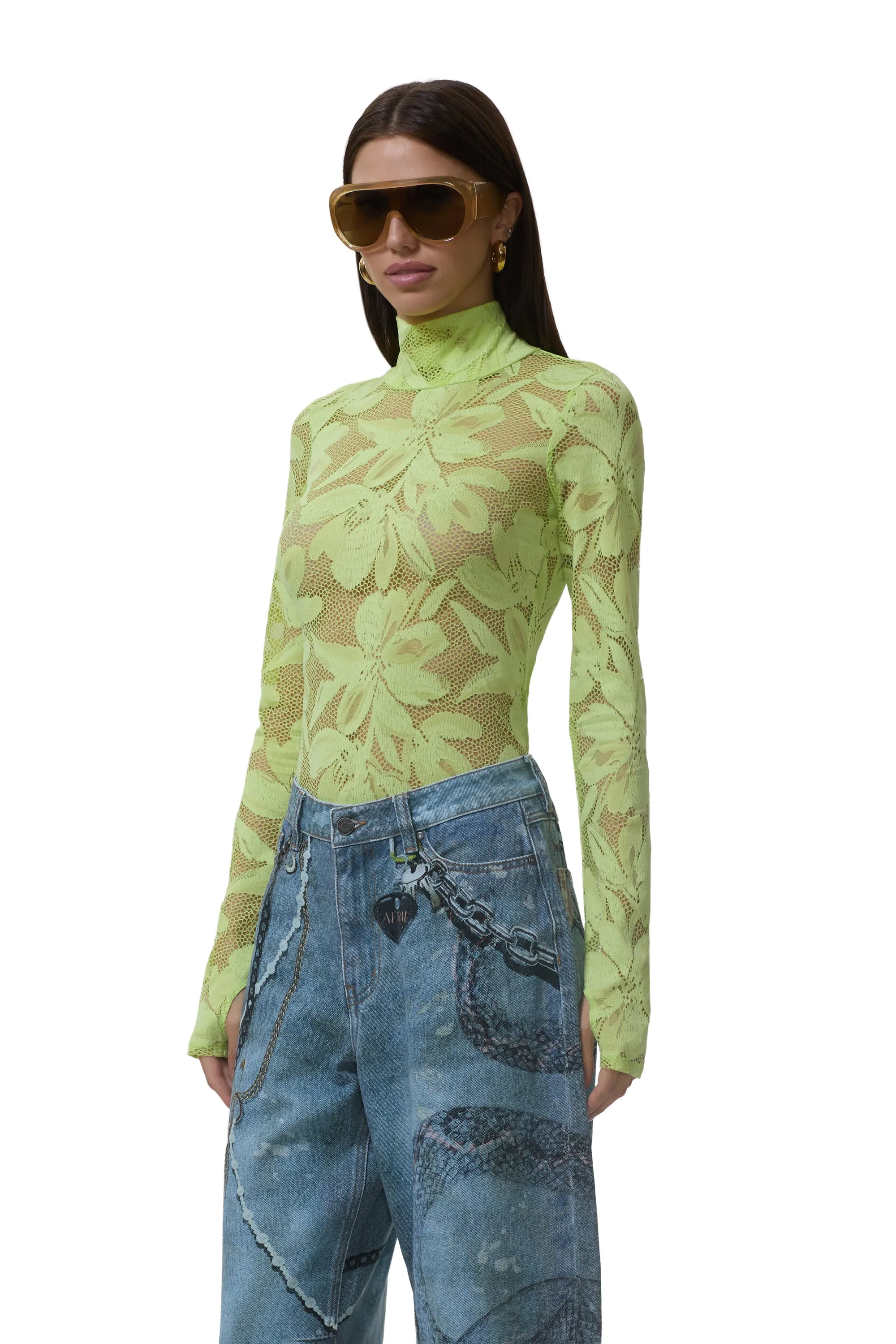 Zadie Crochet Lace Top - Lime Essence sold by AFRM product image thumbnail 3