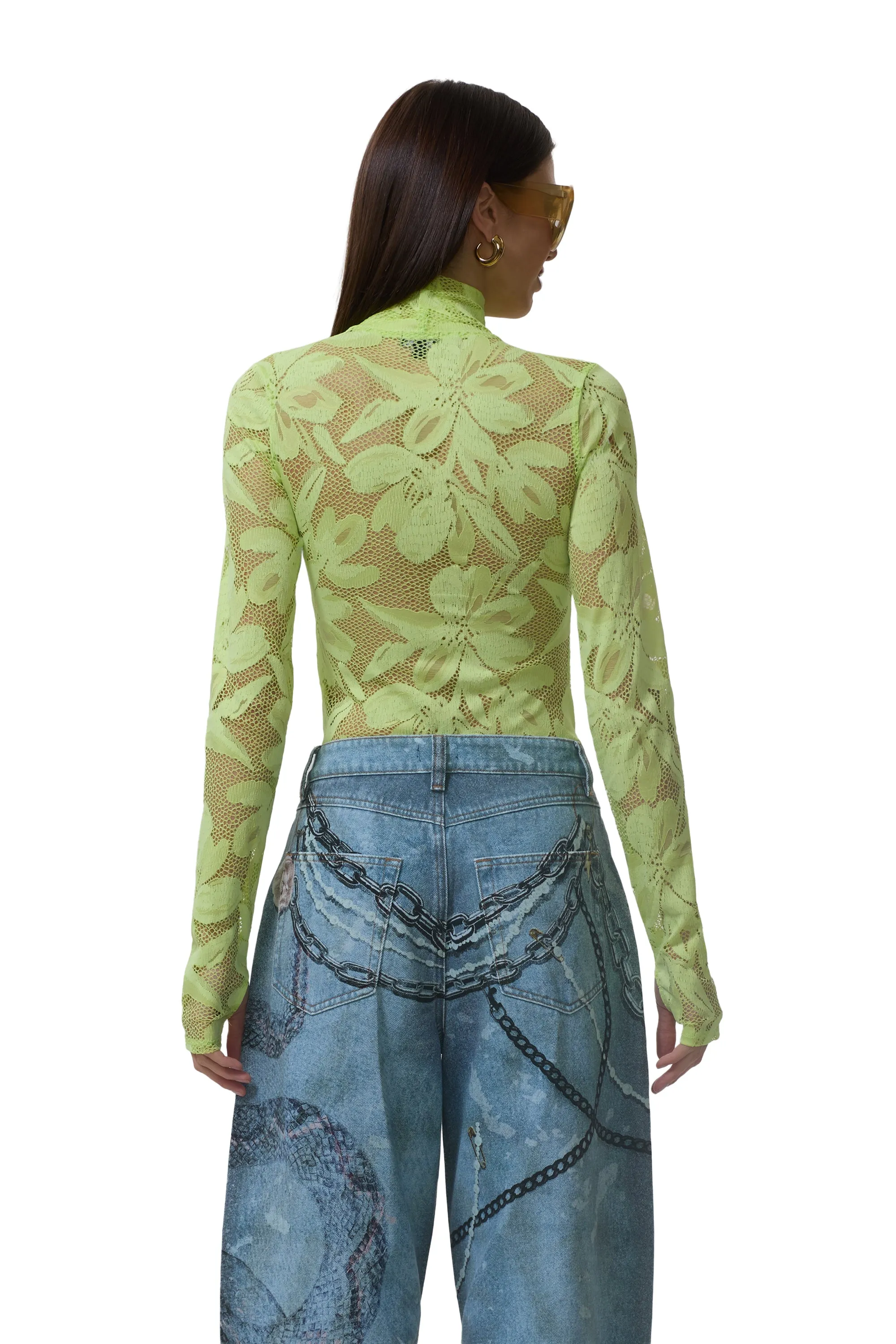 Zadie Crochet Lace Top - Lime Essence sold by AFRM product image thumbnail 4