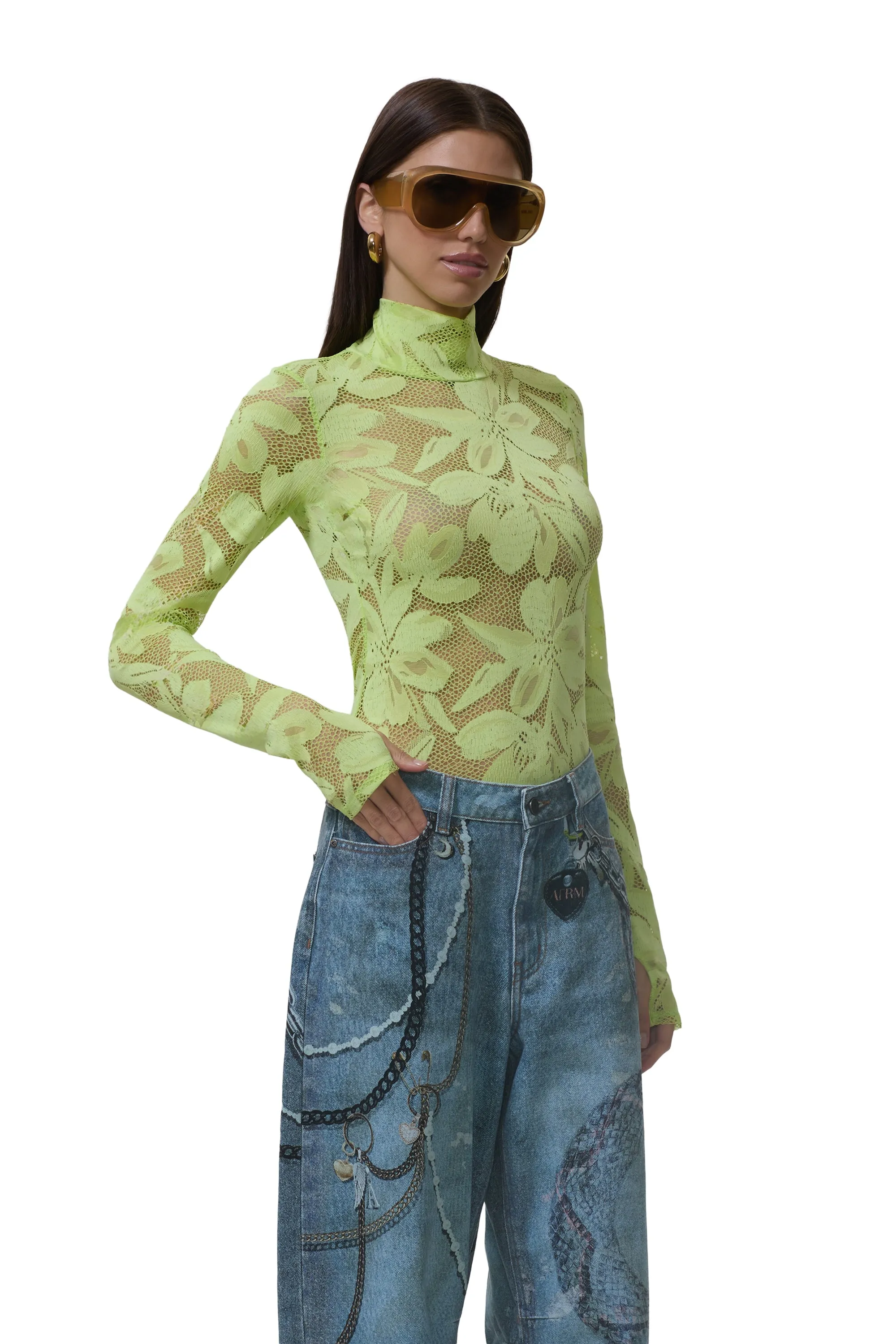 Zadie Crochet Lace Top - Lime Essence sold by AFRM product image thumbnail 2