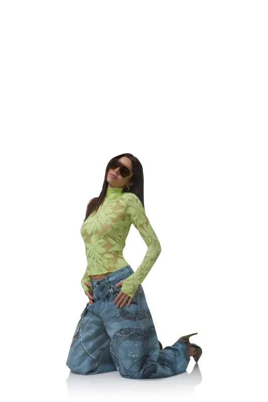 Zadie Crochet Lace Top - Lime Essence made by AFRM