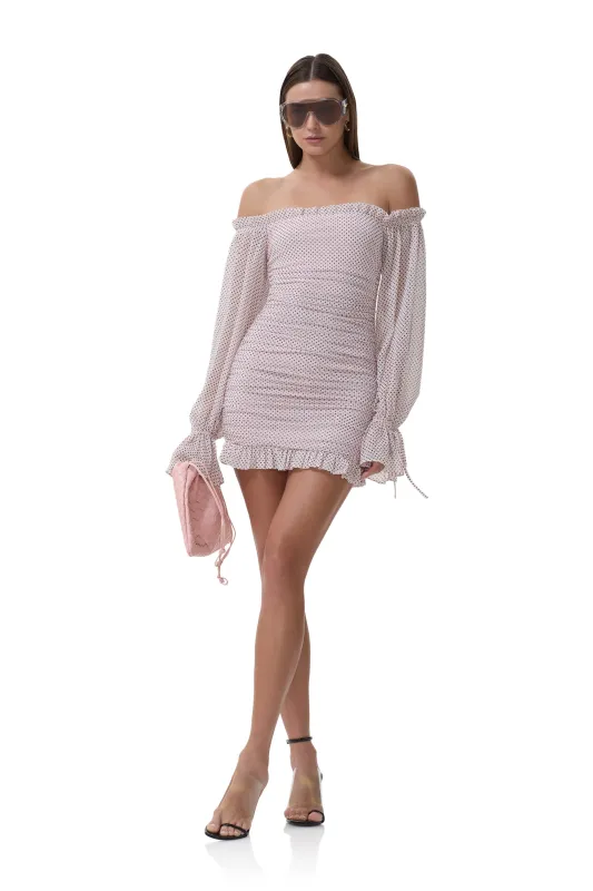Claudia Dress - Mauve Pin Dot made by AFRM
