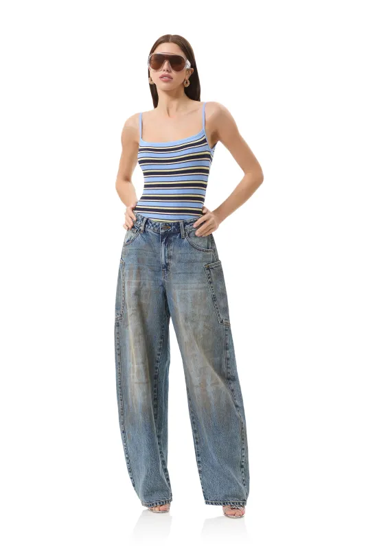 Frances Bodysuit - Iris Stripe made by AFRM