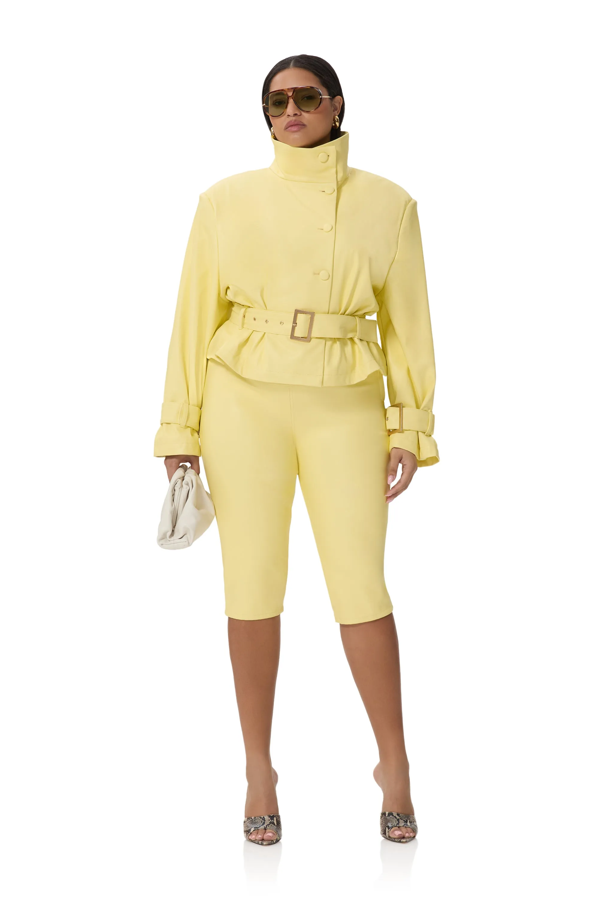 Calla Faux Leather Capri - Lemon Meringue sold by AFRM product image thumbnail 2