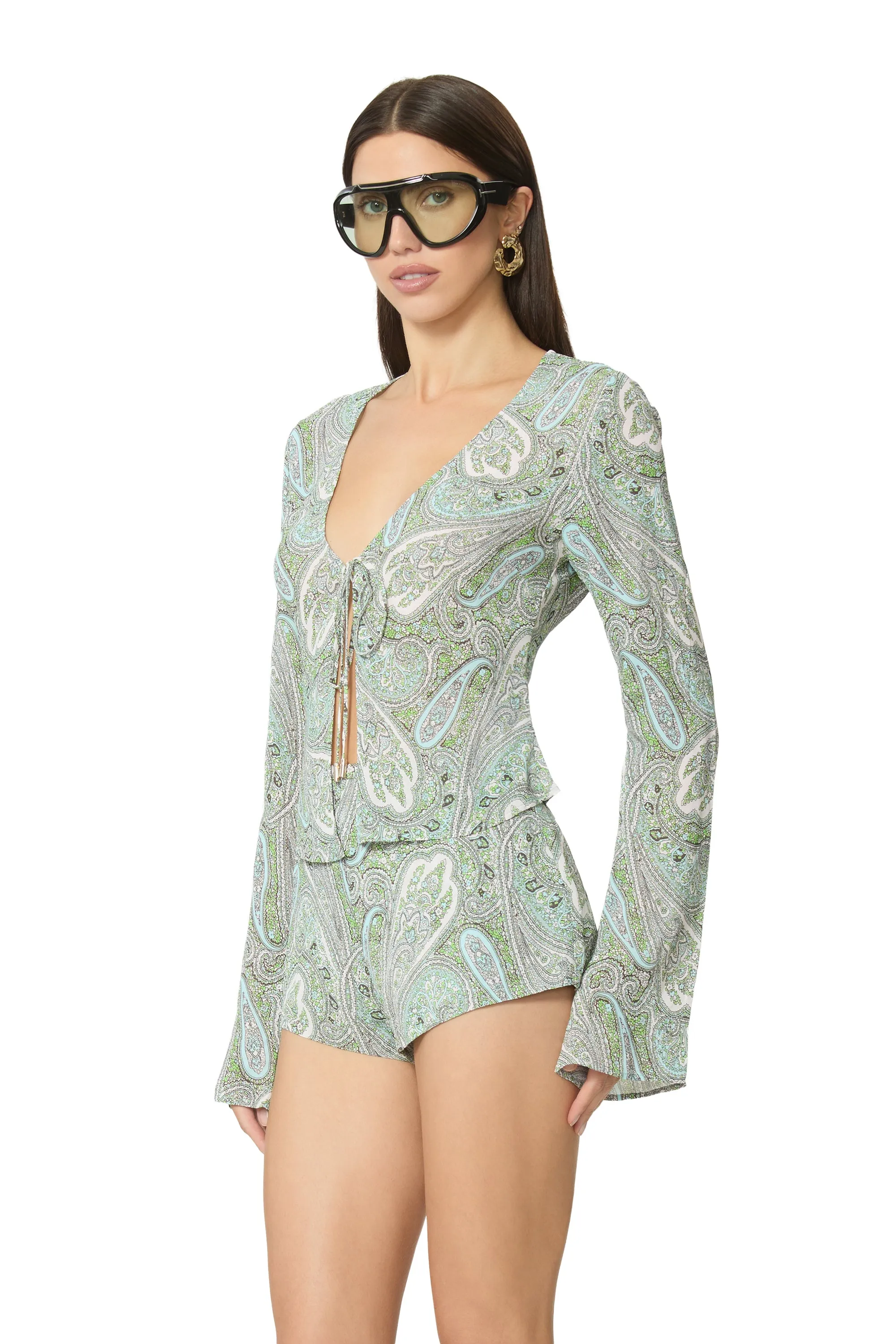 Tyra Top - Aqua Paisley sold by AFRM product image thumbnail 4