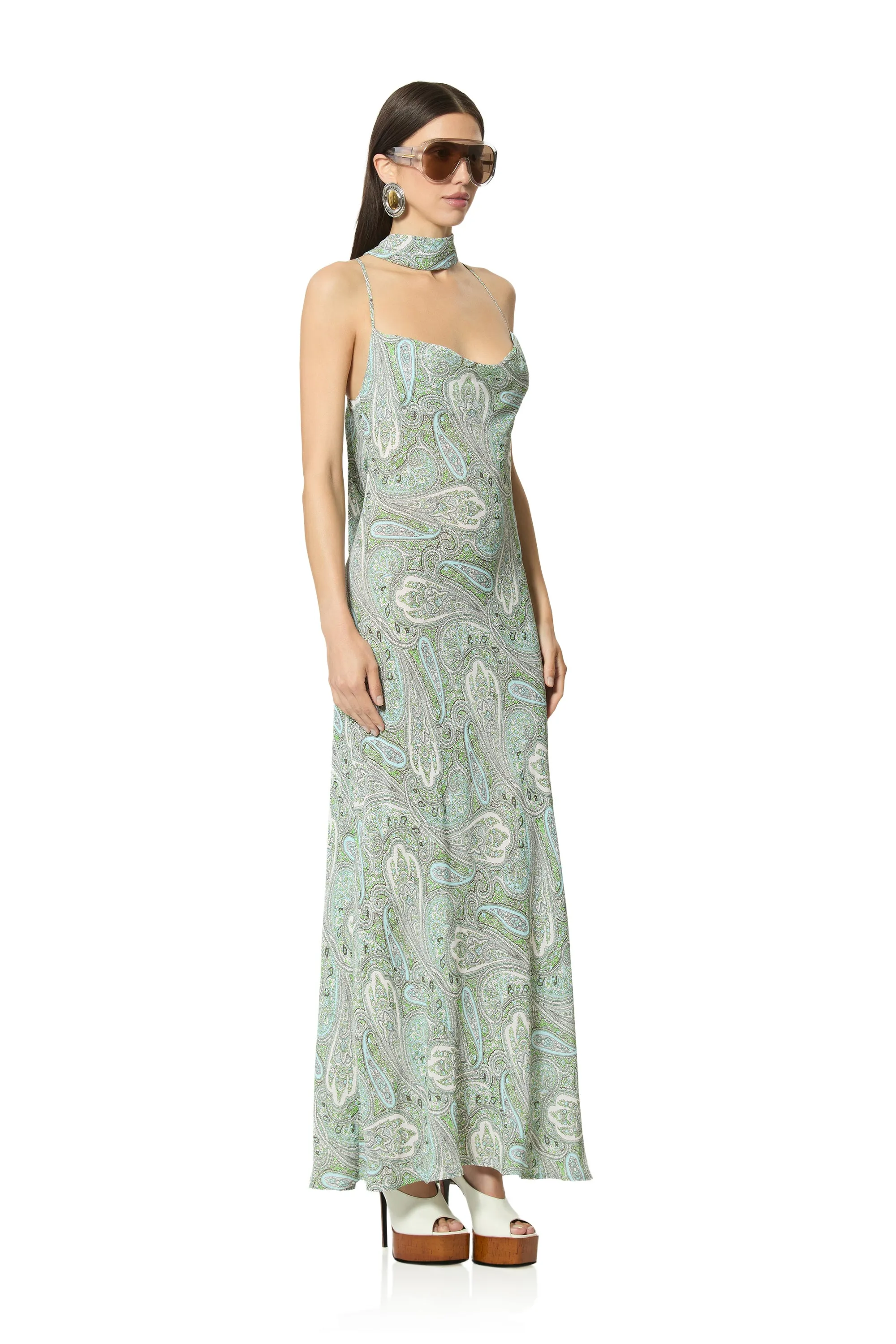 Cheryl Dress - Aqua Paisley sold by AFRM product image thumbnail 4