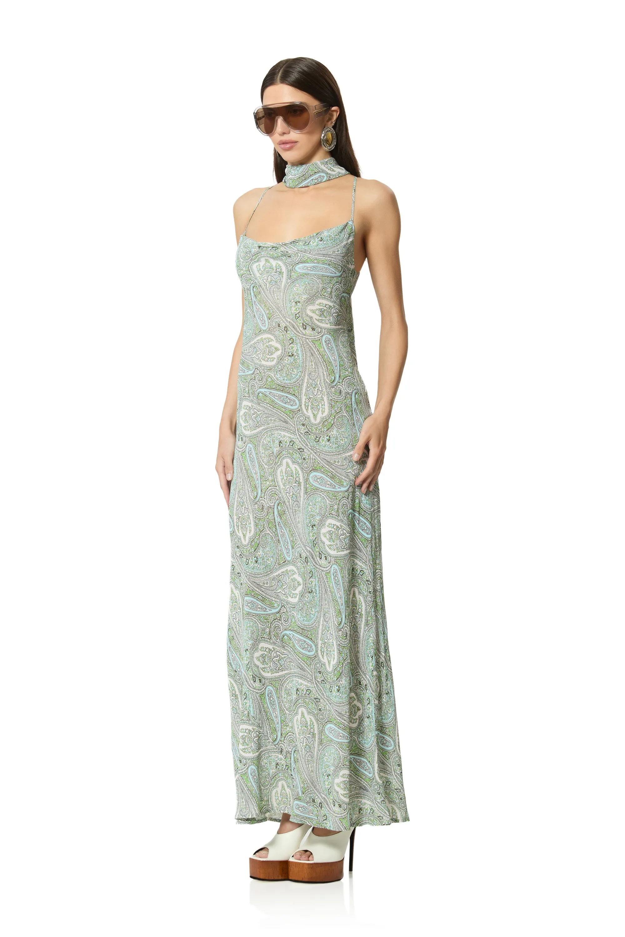 Cheryl Dress - Aqua Paisley sold by AFRM product image thumbnail 3