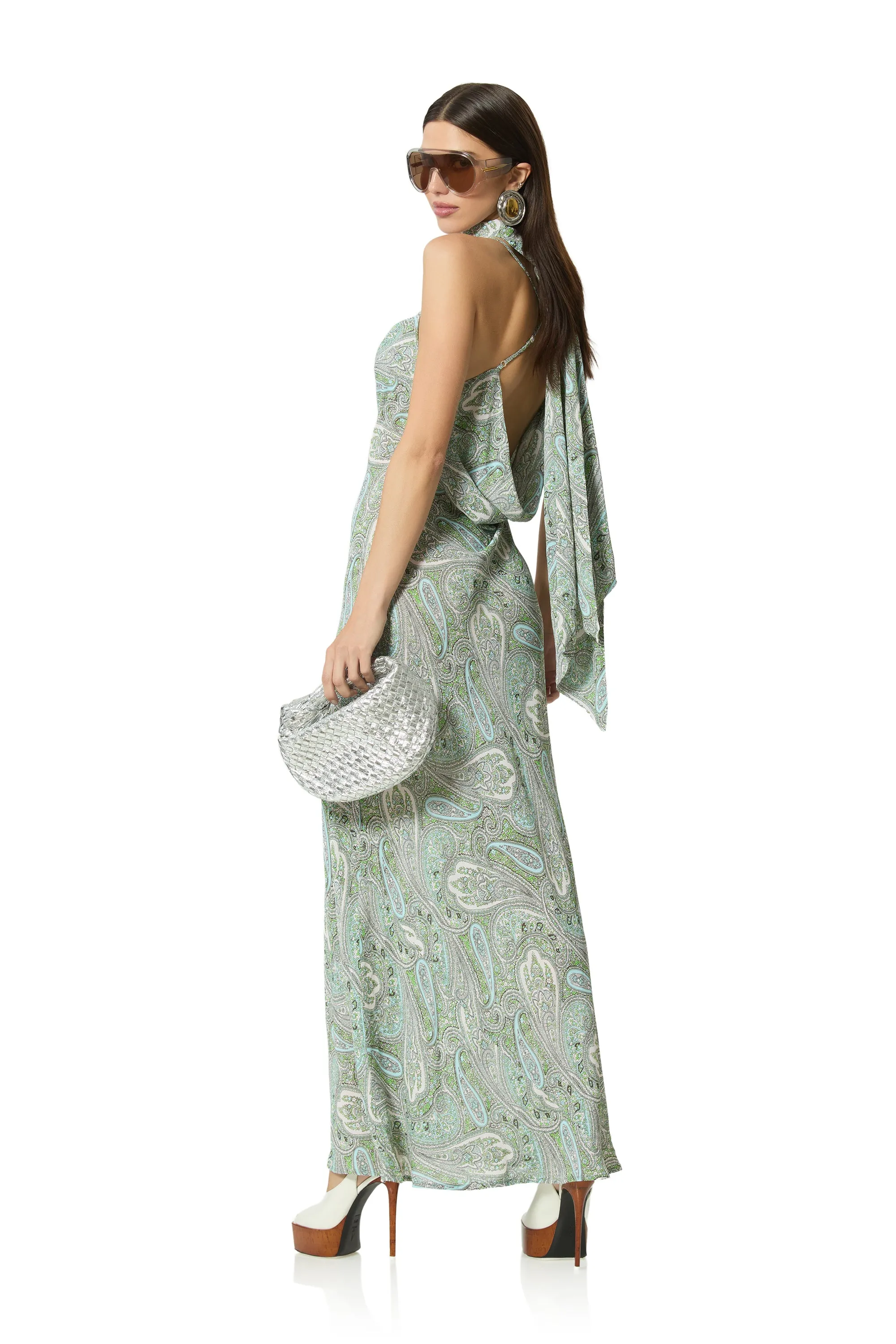 Cheryl Dress - Aqua Paisley sold by AFRM product image thumbnail 2